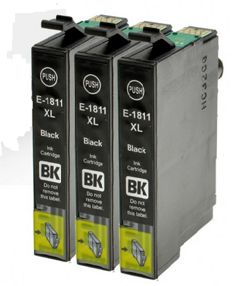 Epson Expression Home XP-202 cartridges T18 XL BK (T1811) set 3 stuks huismerk