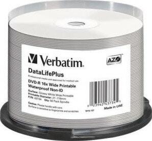 Verbatim DVD-R 4.7 GB Wide Printable Waterproof No ID 50 stuks 